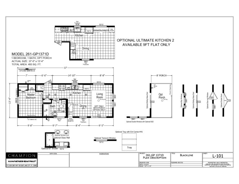 2023 Champion Homes GP1371D Blackline - Singlewide - 1BR/2BA - 13x34 - 493 sqft 