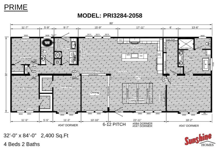Sunshine Homes Prime PRI3284-2058 Mobile Home - 4BR/2BA - 32x84 - 2400 sqft - Image 9