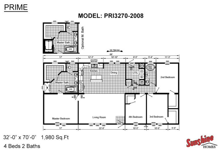 Sunshine Homes - Prime PRI3270-2008 Mobile Homes - 4BR/2BA - 32x70 - 1980 sqft - Image 10
