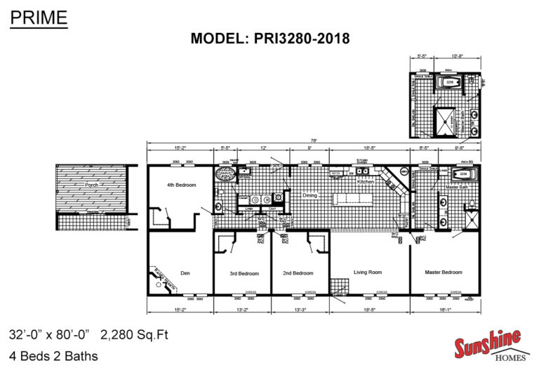 Sunshine Homes - Prime PRI3280-2018 Mobile Home - 4BR/2BA - 32x80 - 2280 sqft - Image 11
