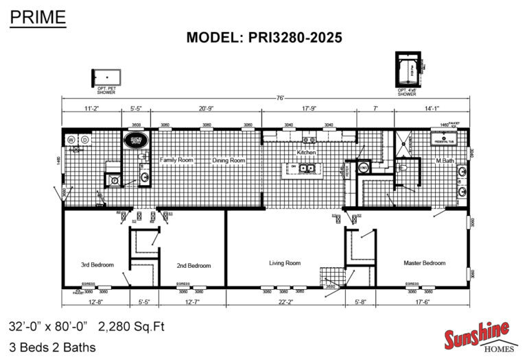 Sunshine Homes - Prime PRI3280-2025 Mobile Home - 3BA/2BR - 32x80 - 2280 sqft - Image 10