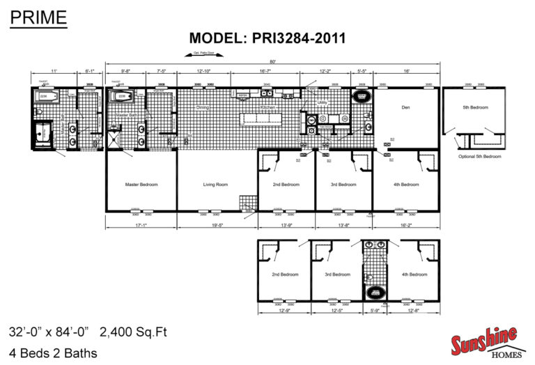 Sunshine Homes - Prime PRI3284-2011 Mobile Home - 4BA/2BA - 32x84 - 2400 sqft - Image 6