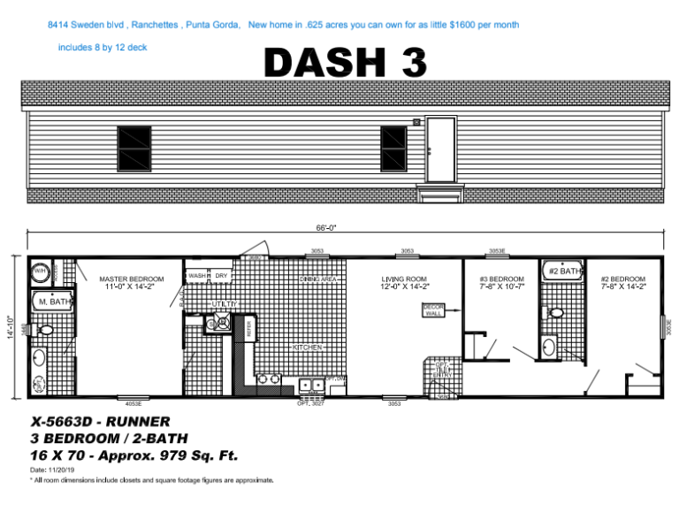 Live Oak - Dash 3 X-5663D  Mobile Home - 3BR/2BA - 16x70 - 979 sq ft - 0.625 acre  Lot - Punta Gorda, FL - Image 7